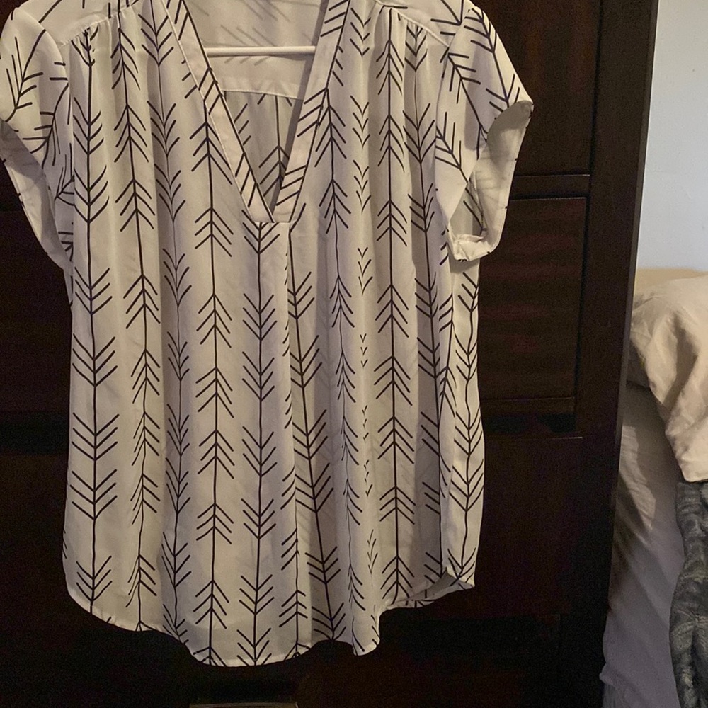 White Blouse  w Black Design